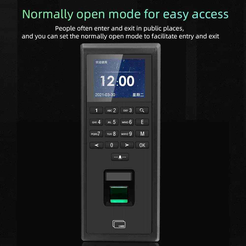 Biometric Fingerprint Employee Time Attendance Machine Access Control RFID Card 125KHZ Standalone Keypad TCP/IP or USB Port