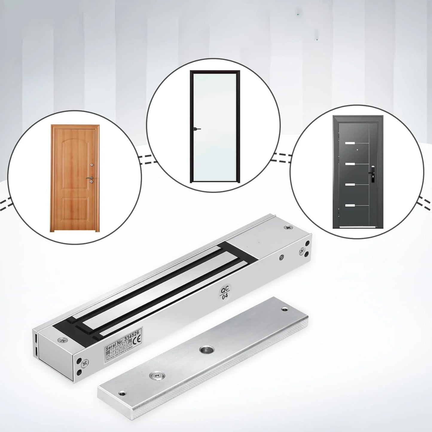 Electromagnetic Lock,600LBs /280KG Electric Magnetic Door Lock EM Lock Holding Force with LED for Door Access Control System