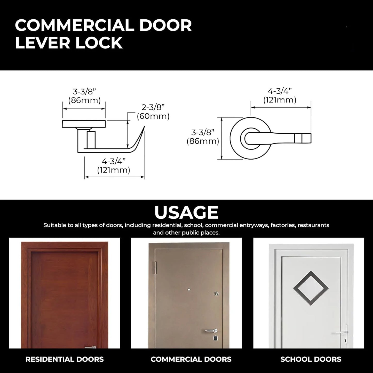 Modern Heavy Duty Zinc Alloy Key Handle Lock Set Door Lever Lock for Toilet Room Wash Bath Store and Closet with UL Certificate