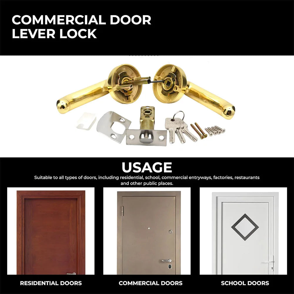 Interior Residential Universal Bed and Bath Room Door Levers Knob Drop Lever Brass Keys Door Handles for Left Right-Handed Doors