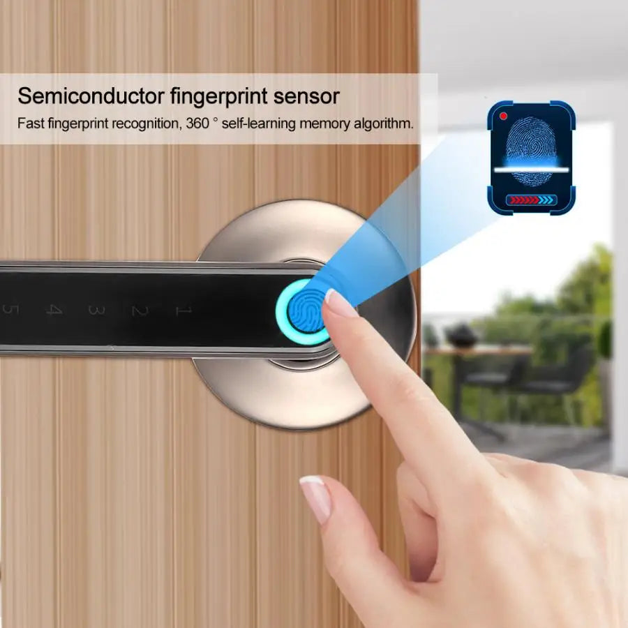 Simple Fingerprint Smart Handle Lock with Unlock Ways Biometric Fingerprint Password APP Keyless