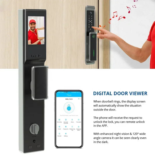TTlock App Full Automatic Smart Door Lock With G2 Gateway Support Face Recognition for Main Door From TDM Factory Manufacturer