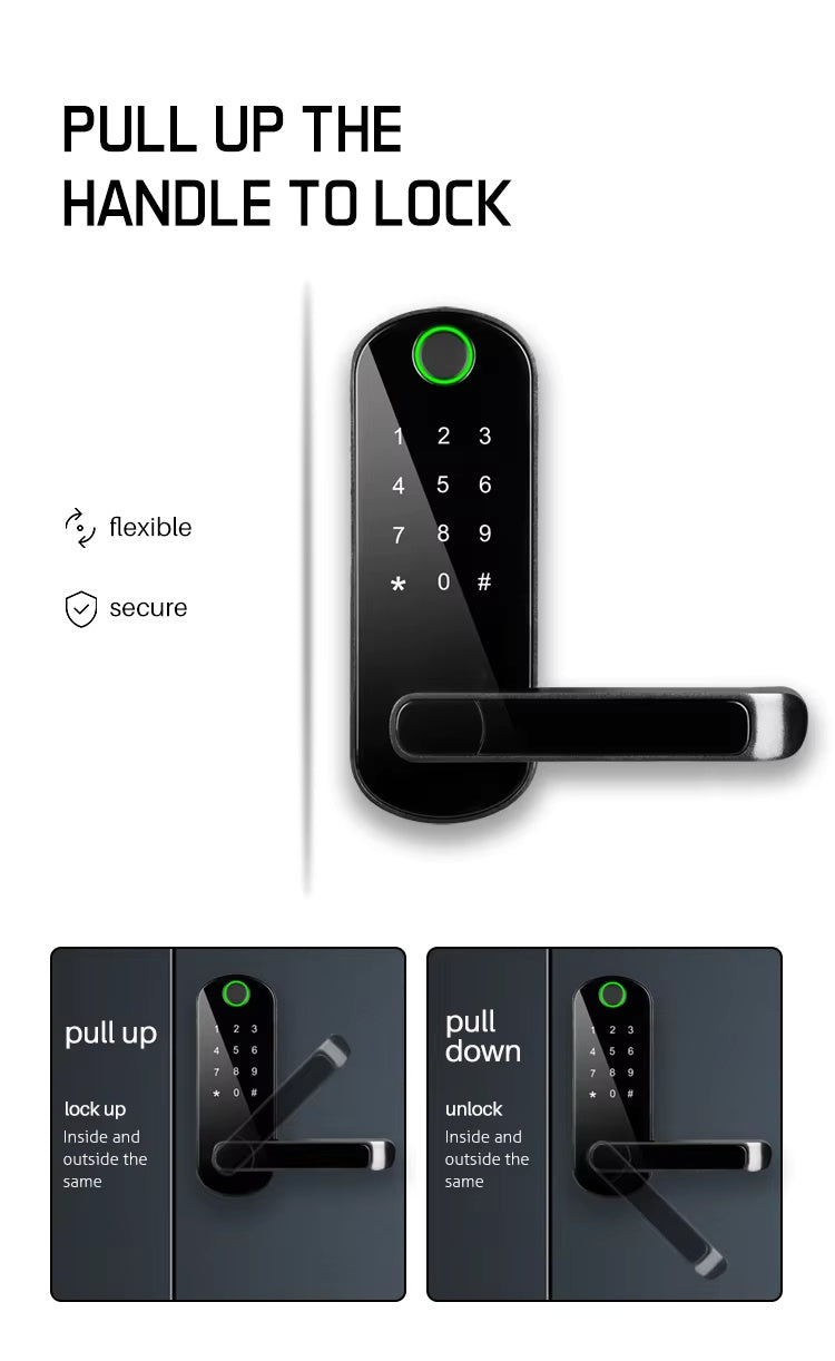 Handle Smart Lock with Keypad Fingerprint and Tuya Wifi