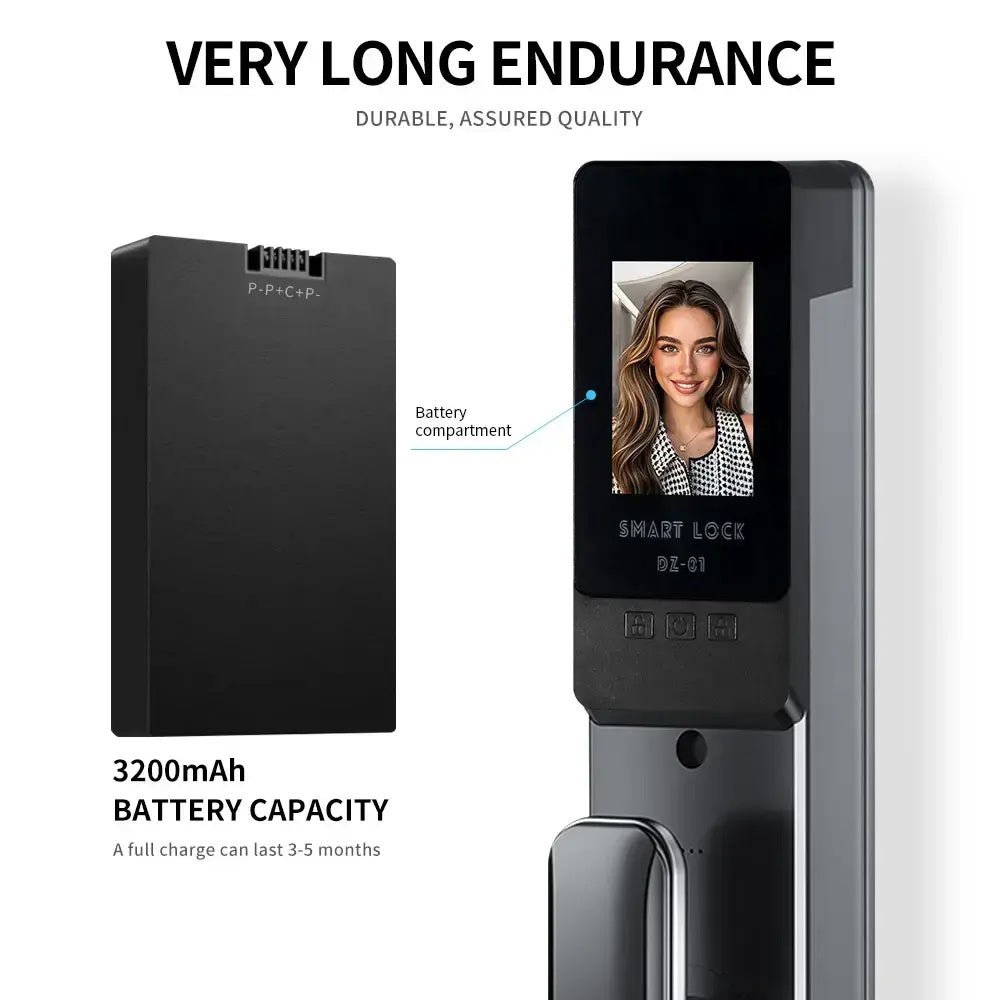 Palm ID Security Tuya Wifi Digital 3D Face Recognition Smart Door Lock for Aluminum Anti-theft Door