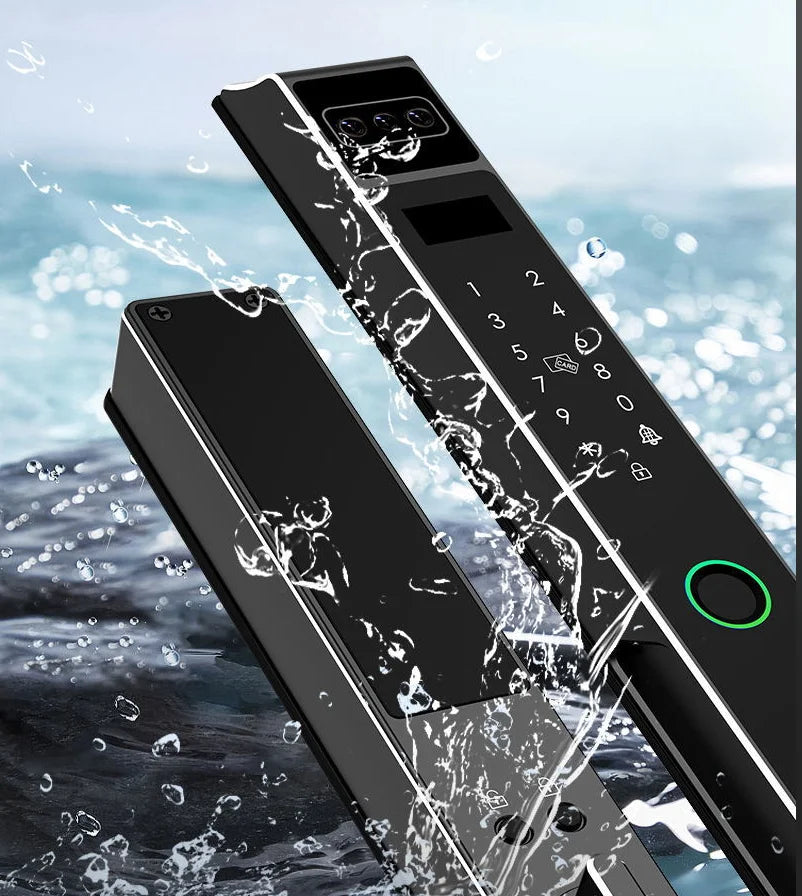Face ID Fully Automatic Waterproof Outdoor Tuya Wifi Lock Aluminum Smart Sliding Door Lock Slim Fingerprint Electronic Lock