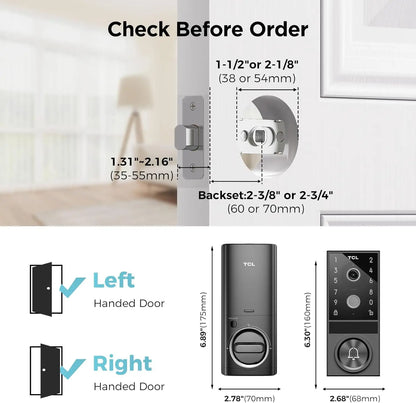Face & Palm ID Auto Smart Lock with Doorbell & Fingerprint Keyless Entry WiFi Smart  App Remote Control for Main Door