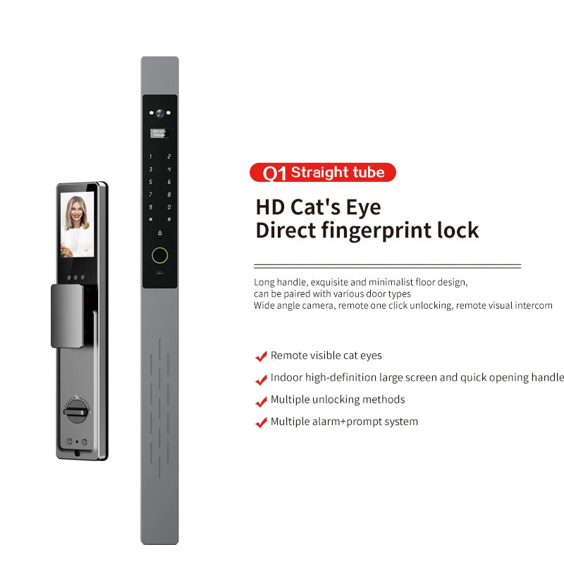 Luxury Door Smart Lock  Fingerprint Combination Lock Face Unlock Features Stainless Steel from China Factory