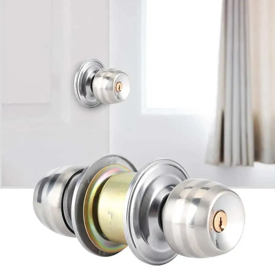 Round Doors Handle Door Knob Lock Stainless Steel Entrance Passage Door Locks for Home Hotel Bedroom Bathroom From Factory
