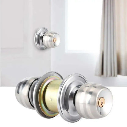 Round Doors Handle Door Knob Lock Stainless Steel Entrance Passage Door Locks for Home Hotel Bedroom Bathroom From Factory