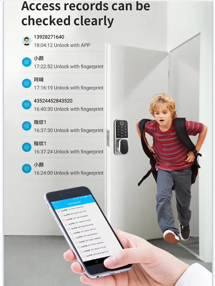 Waterproof Smart Door Lock Biometric Fingerprint Security Door Lock WiFi Digital TTlock Smart Lock for Home Hotel Office School