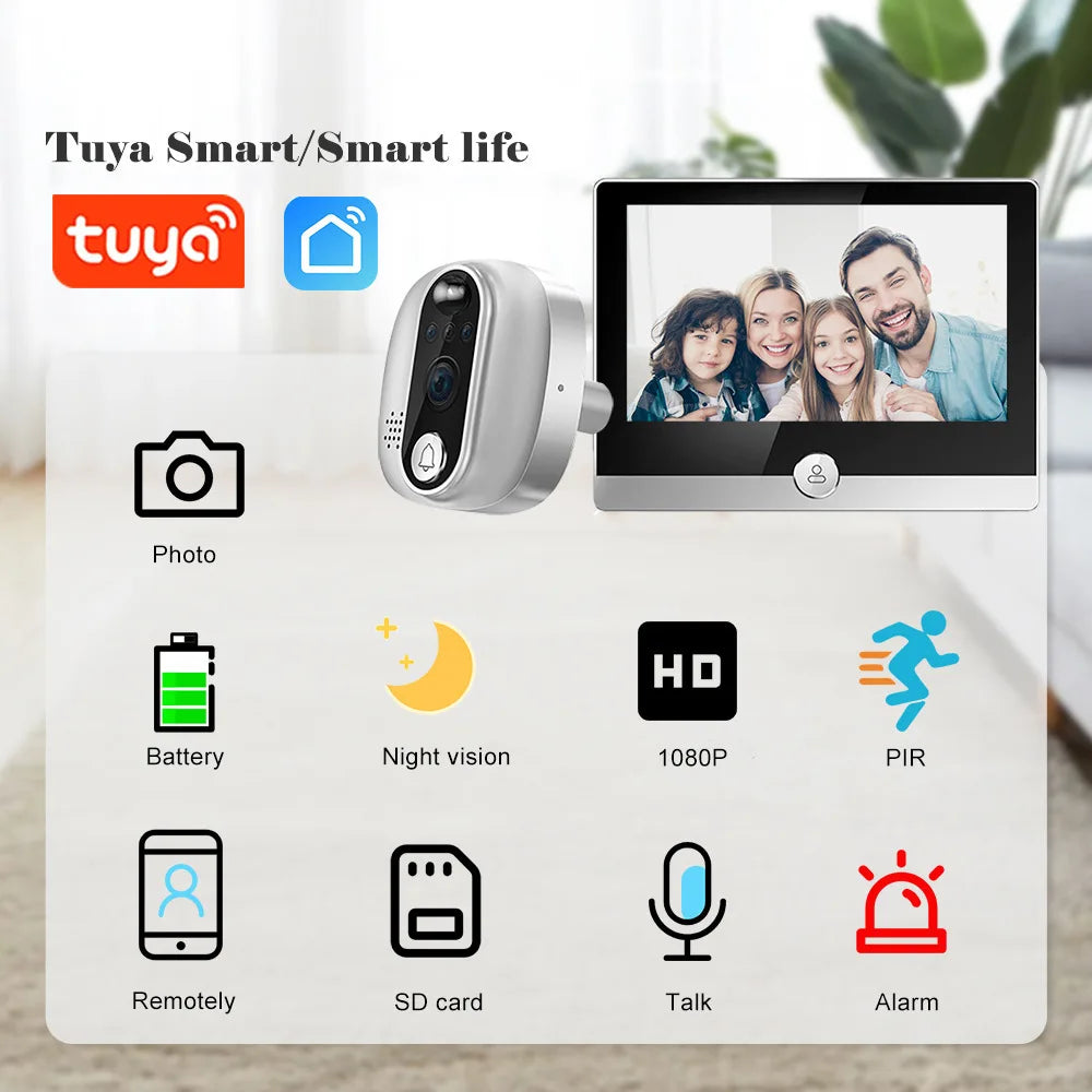 10.1'' Touch Screen 4-wire Wifi Video Doorbell Intercom System Tuya Smart Work RFID Card Access Control Unlock
