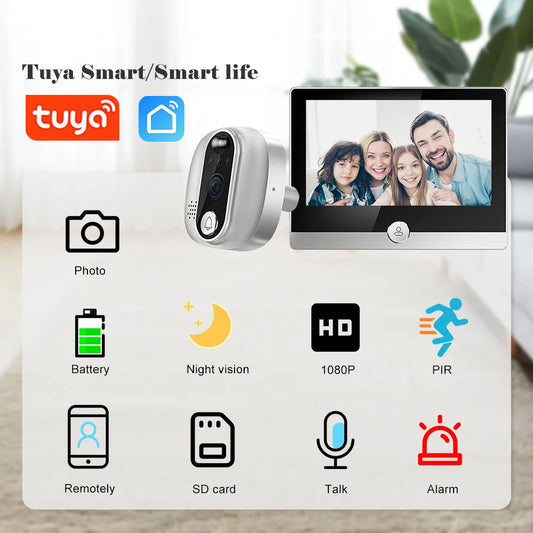 10.1'' Touch Screen 4-wire Wifi Video Doorbell Intercom System Tuya Smart Work RFID Card Access Control Unlock