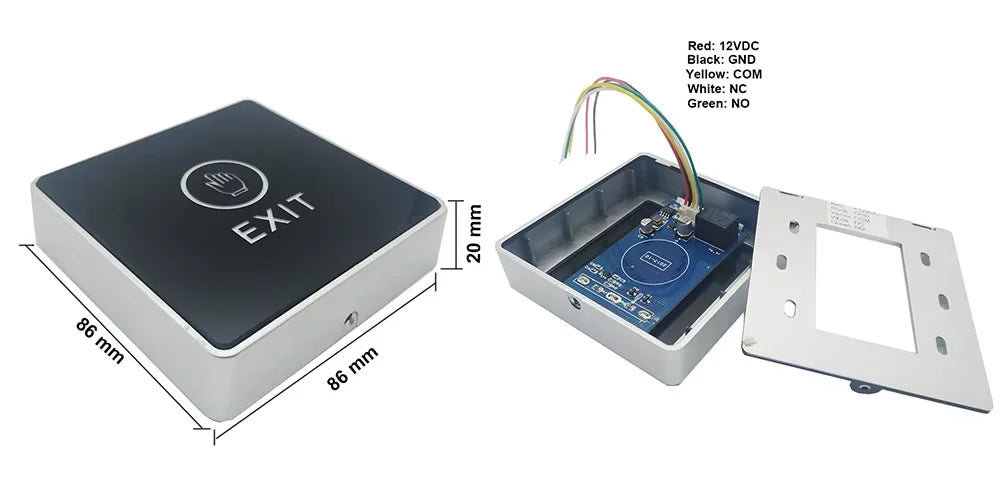 12V 24V Touch Access Control Switch Exit Button for Electronic Lock Easy Installation Style