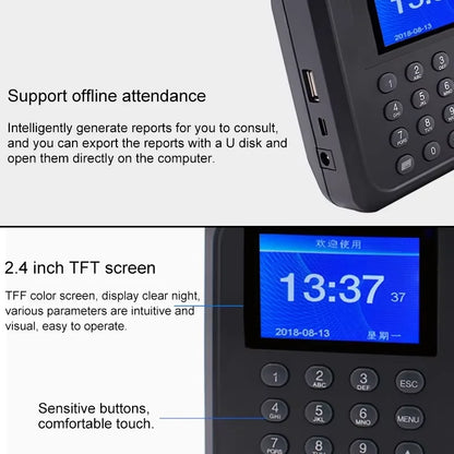 Employee Time Attendance System Device Biometric Fingerprint Recognition Scanner Time Devices No Internet Simple Installation