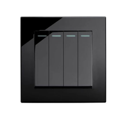 4 Gang Horizontal Wall Electric Tempered Glass Switch Light 2 Amps USB Power Socket Outlet From TDM China Factory Manufacturer