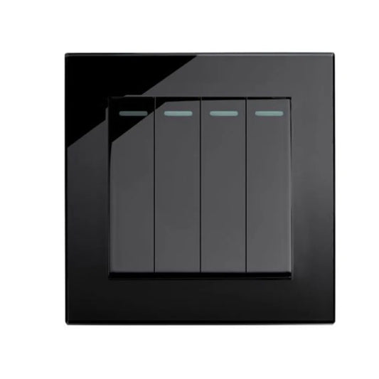 4 Gang Horizontal Wall Electric Tempered Glass Switch Light 2 Amps USB Power Socket Outlet From TDM China Factory Manufacturer