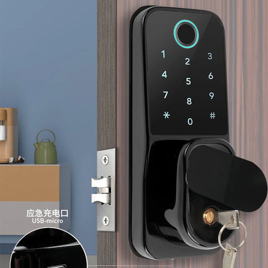 TTlock App Smart Lock Zinc Alloy Electronic Fingerprint Passcode IC Card Smart Deadbolt Lock for Home Hotel Office School