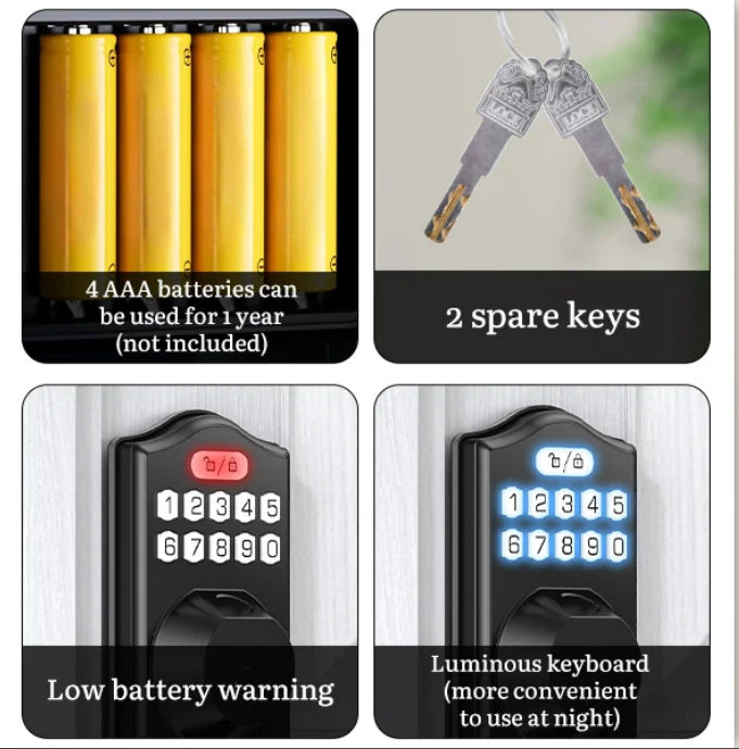 Fingerprint Smart Lock for Main Door Front Door with Keypad Entry Electronic Deadbolt Wireless Tuya Wifi App Unlock Way