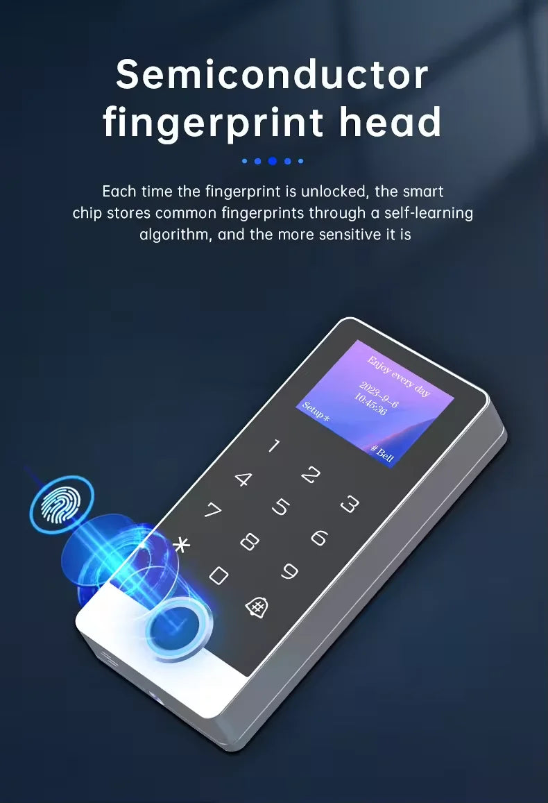 Waterproof IP 68 Metal Screen Touch Fingerprint Access Control Wifi Tuya APP Password Fingerprint RFID Card Access Control
