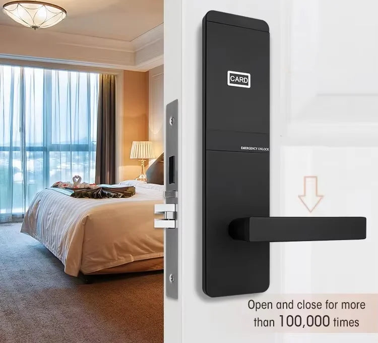 Smart Door Lock with Handle for Hotel Unlock Way RFID Card Key Can Be a System Working with Encoder Data Collector and Computer