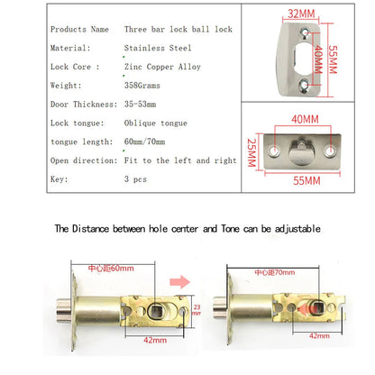 Satin Nickel Exterior Door Handle Lock Zinc Alloy Handle Lock Set Door Lever Lock for Toilet Room Wash Bath Closet Store Room