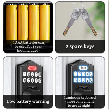 Fingerprint Smart Lock for Main Door Front Door with Keypad Entry Electronic Deadbolt Wireless Tuya Wifi App Unlock Way