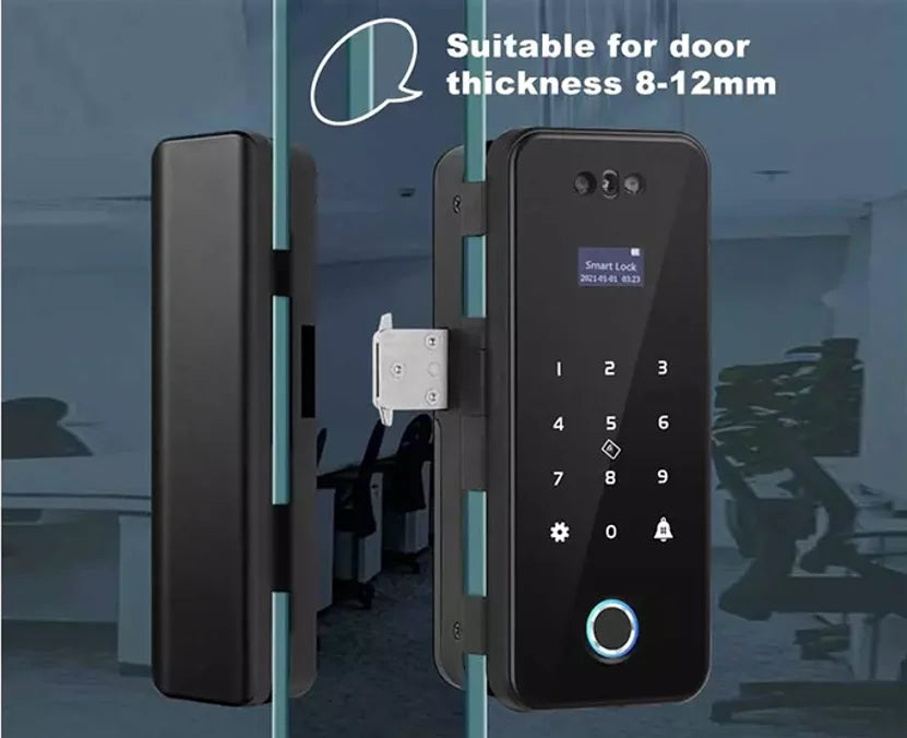 Fast Facial Recognition Smart Hotel Door Biometric Lock Fingerprint Multiple Unlocking with Home Wifi for Glass Door