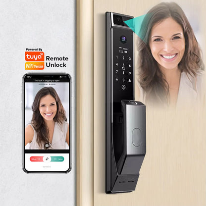 3D Face Recognition Unlock Intercom Tuya WIFI 6068 Mortise Smart Door Lock With Camera Inteligentes TDM-C40