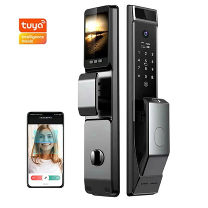 3D Face Recognition Unlock Intercom Tuya WIFI 6068 Mortise Smart Door Lock With Camera Inteligentes TDM-C40
