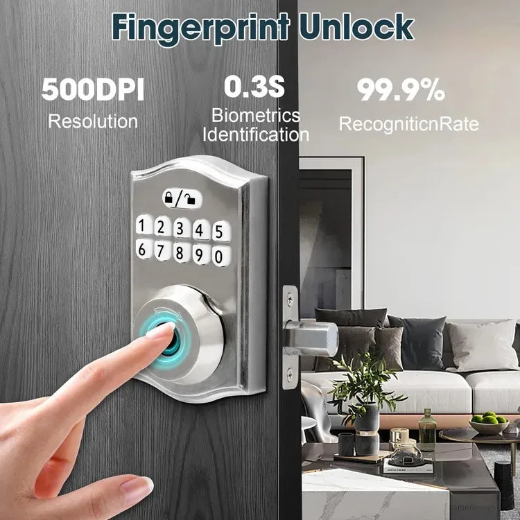 Fingerprint Keypad Password Automatic Smart Lock Electronic Zinc Alloy Tubular Digital Door Lock TDM Digital Locks Main Door