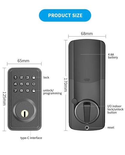 American Standard Door Lock Silicone Touch Tone Keypad Password Key Smart Deadbolt Door Lock