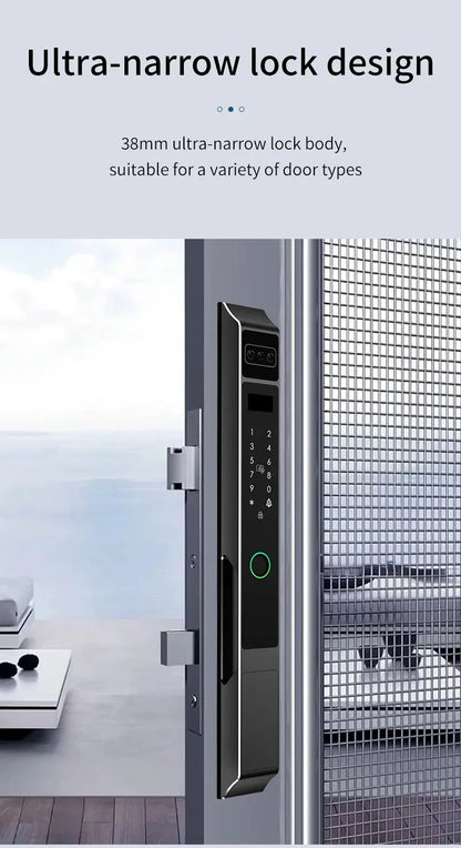 Face ID Fully Automatic Waterproof Outdoor Tuya Wifi Lock Aluminum Smart Sliding Door Lock Slim Fingerprint Electronic Lock