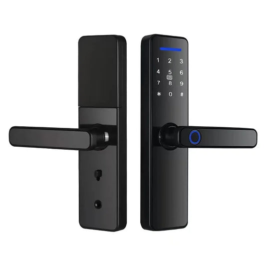 Smart Lock with Handle Zinc Alloy Material Unlock Way TUYA APP Fingerprint Passcode IC Card Key for Home Hotel Office School