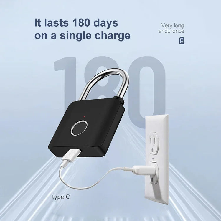 Fingerprint Padlock Metal Keyless Fingerprint Lock with USB Charging Port, Waterproof for Luggage From Tdmlock Manufacturer