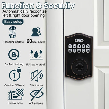 Fingerprint Keypad Password Automatic Smart Lock Electronic Zinc Alloy Tubular Digital Door Lock TDM Digital Locks