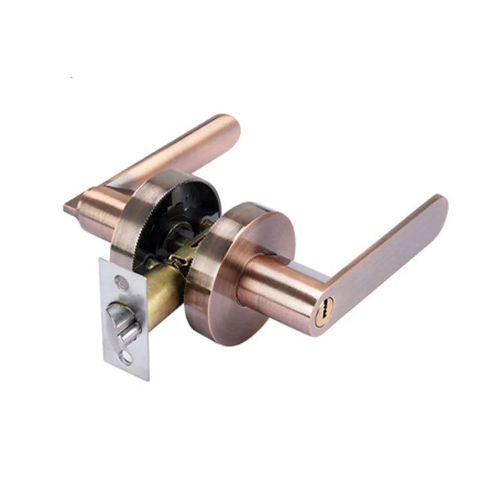 Satin Nickel Exterior Door Handle Lock Zinc Alloy Handle Lock Set Door Lever Lock for Toilet Room Wash Bath Closet Store Room