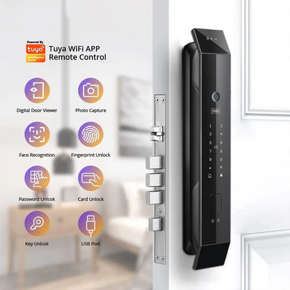 Automatic Security Electronic Smart Locks with Camera Wifi Tuya Face Recognition Lock Wholesale From TDM Factory Manufacturer