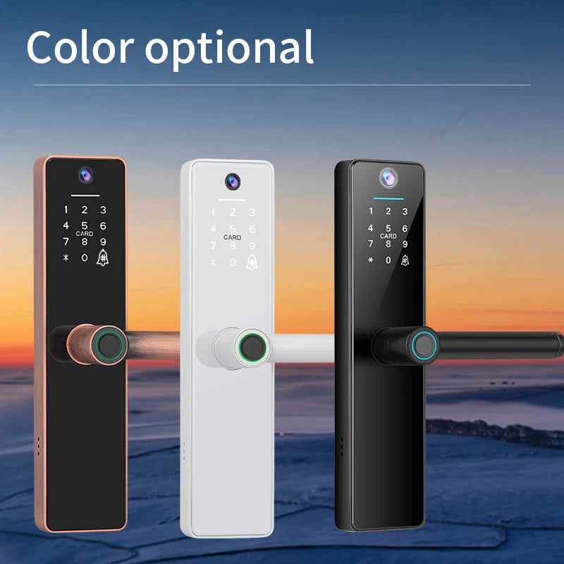Camera Keyless Fingerprint Recognition TUYA APP Automatic Electric Digital Smart Door Lock