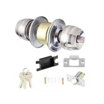 Round Doors Handle Door Knob Lock Stainless Steel Entrance Passage Door Locks for Home Hotel Bedroom Bathroom From Factory