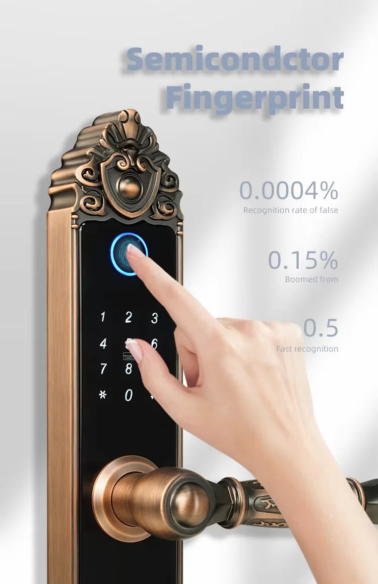 TT Lock With Handle Copper Alloy Unlock Way TT Lock Fingerprint Passcode IC Card Key for Home Hotel Office School