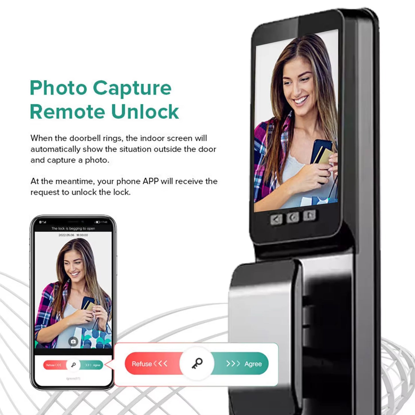 3D Face Recognition Unlock Intercom Tuya WIFI 6068 Mortise Smart Door Lock With Camera Inteligentes TDM-C40