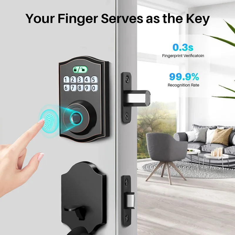 Fingerprint Keypad Password Automatic Smart Lock Electronic Zinc Alloy Tubular Digital Door Lock TDM Digital Locks
