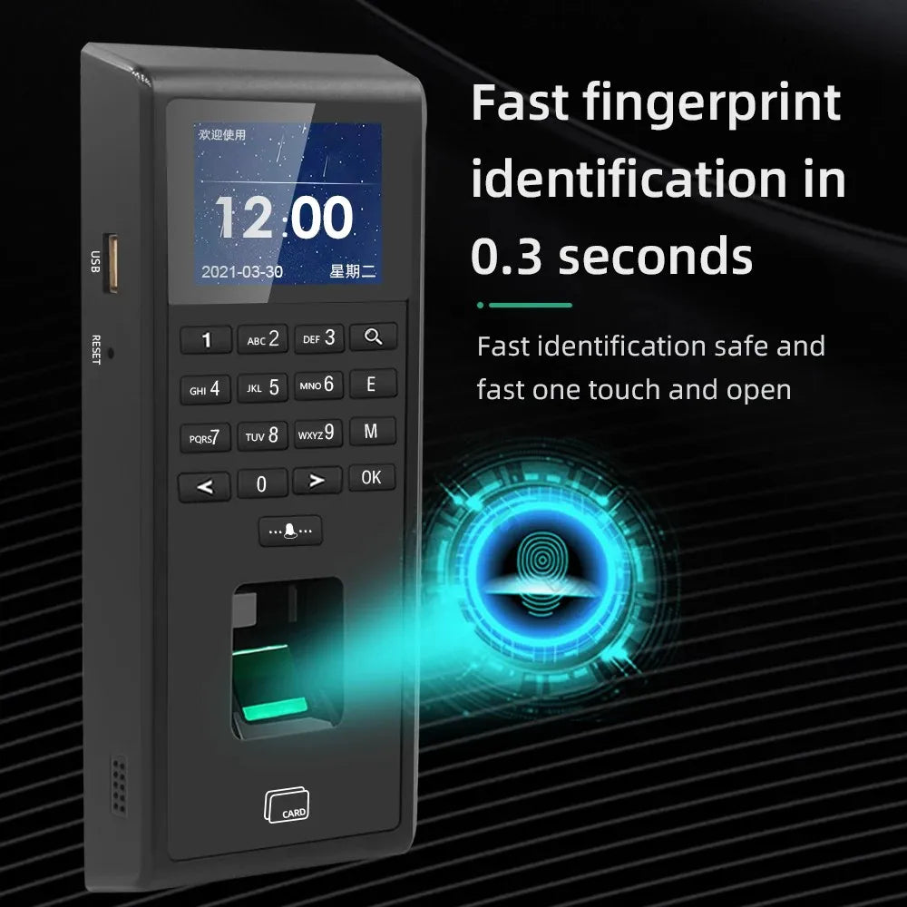 Biometric Fingerprint Employee Time Attendance Machine Access Control RFID Card 125KHZ Standalone Keypad TCP/IP or USB Port