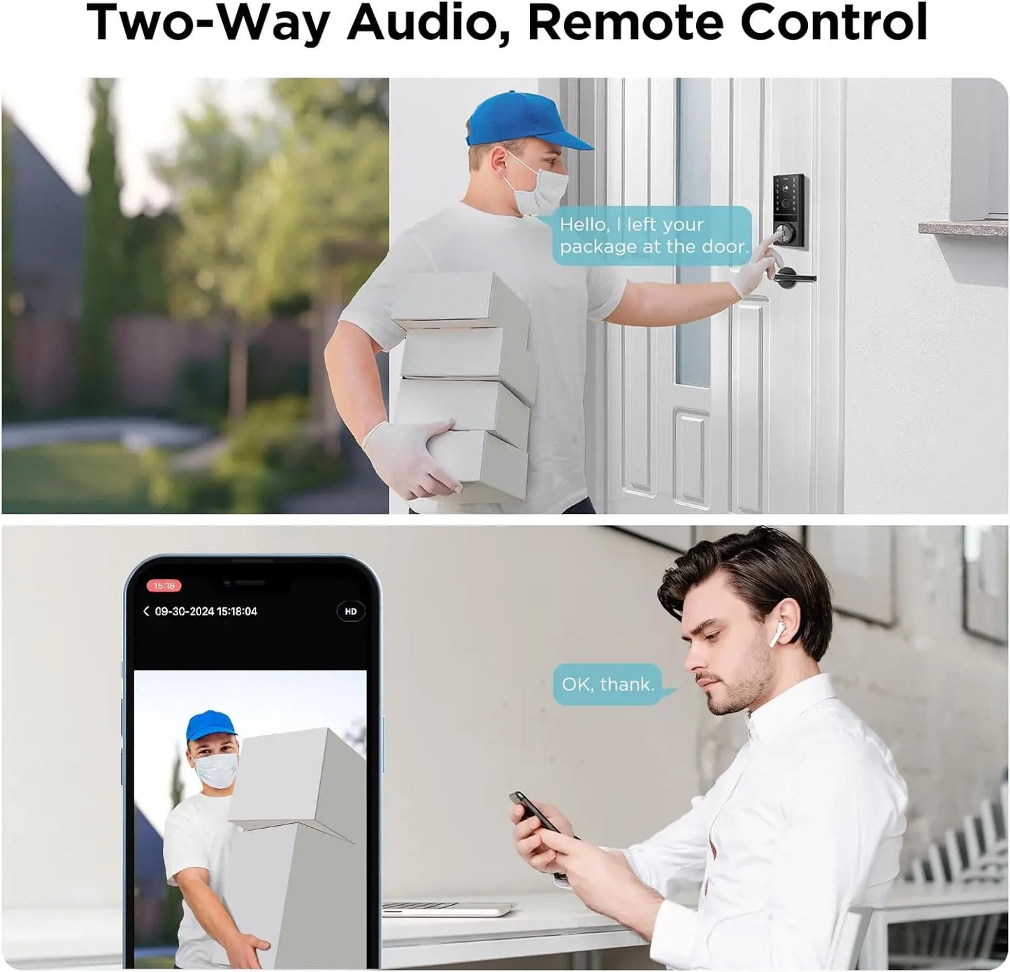 Face & Palm ID Auto Smart Lock with Doorbell & Fingerprint Keyless Entry WiFi Smart  App Remote Control for Main Door