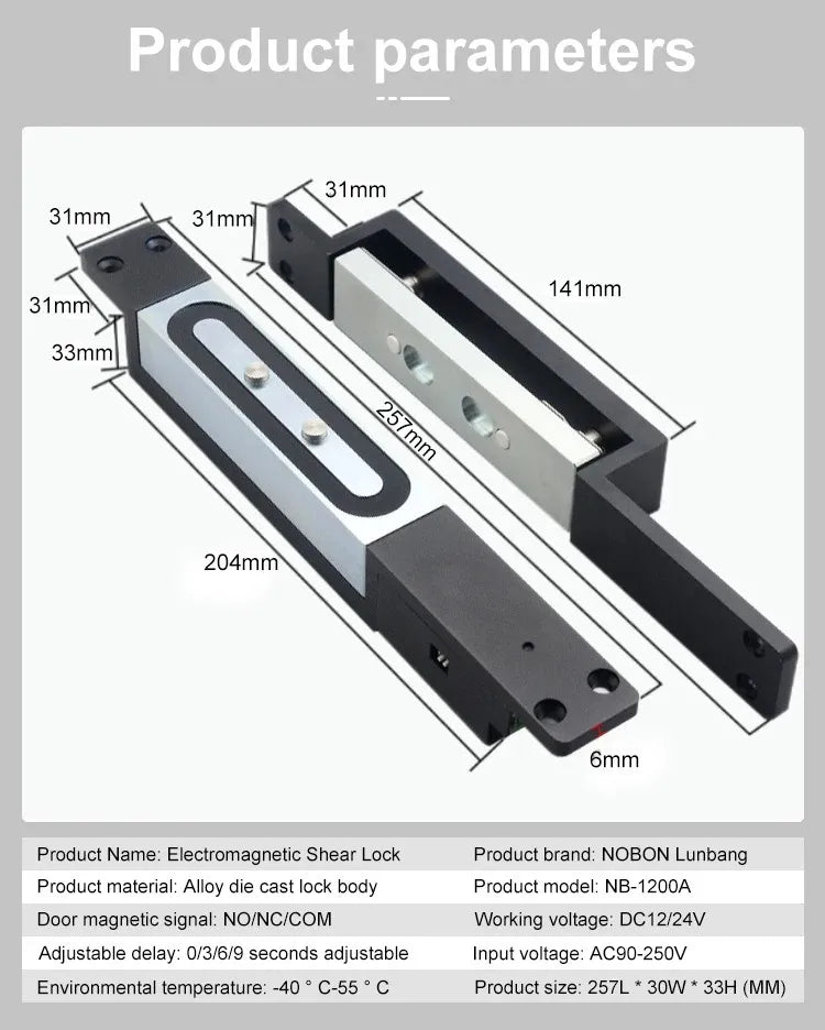 1200 KGS Force Shear Electromagnetic Lock for Big Door Gate Waterproof and Explosion Proof