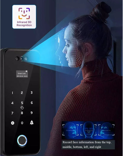 Fast Facial Recognition Smart Hotel Door Biometric Lock Fingerprint Multiple Unlocking with Home Wifi for Glass Door