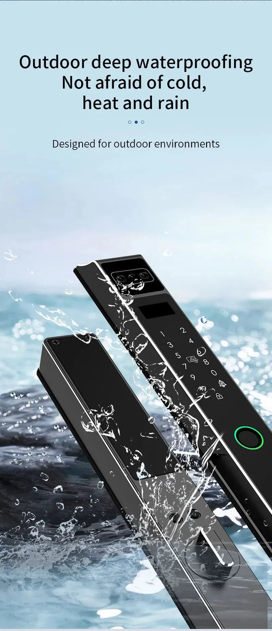 Face ID Fully Automatic Waterproof Outdoor Tuya Wifi Lock Aluminum Smart Sliding Door Lock Slim Fingerprint Electronic Lock
