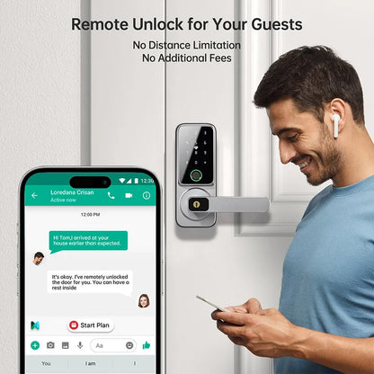 TTlock App Smart Lock with Handle Zinc Alloy Material Unlock Way Fingerprint Passcode IC Card Key for Home Hotel Office School