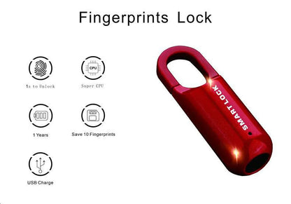 High Security Padlock Finger Print Padlock Portable Mini Biometric Pad Lock Keyless Luggage Gym Cabinet Electronic Smart Padlock