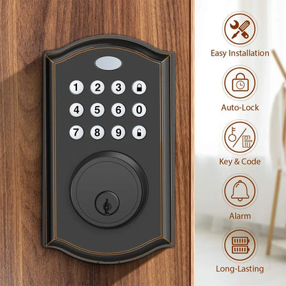 Electronic Fingerprint Smart Door Lock with Key Unlock Way Keypad Smart Deadbolt Lock for Hotel Home Apartment and Home Door